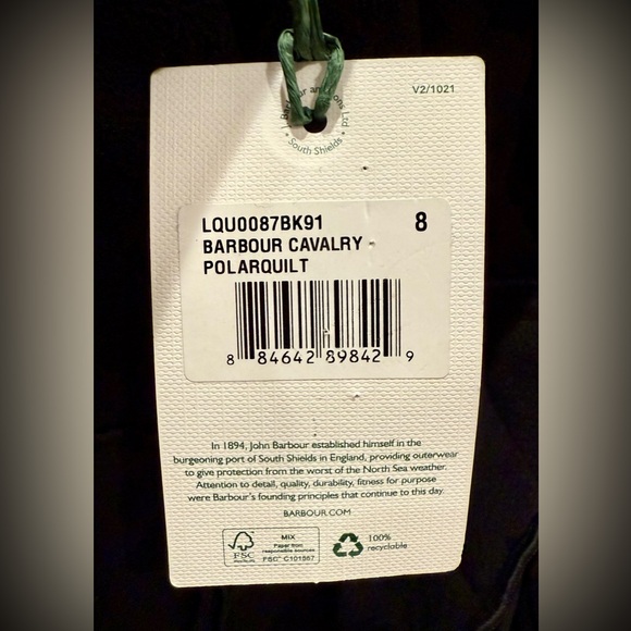 NWTs Barbour Women’s Cavalry Polarquilt Quilted Jacket. Black. 4 US (8 UK) - Picture 9 of 14